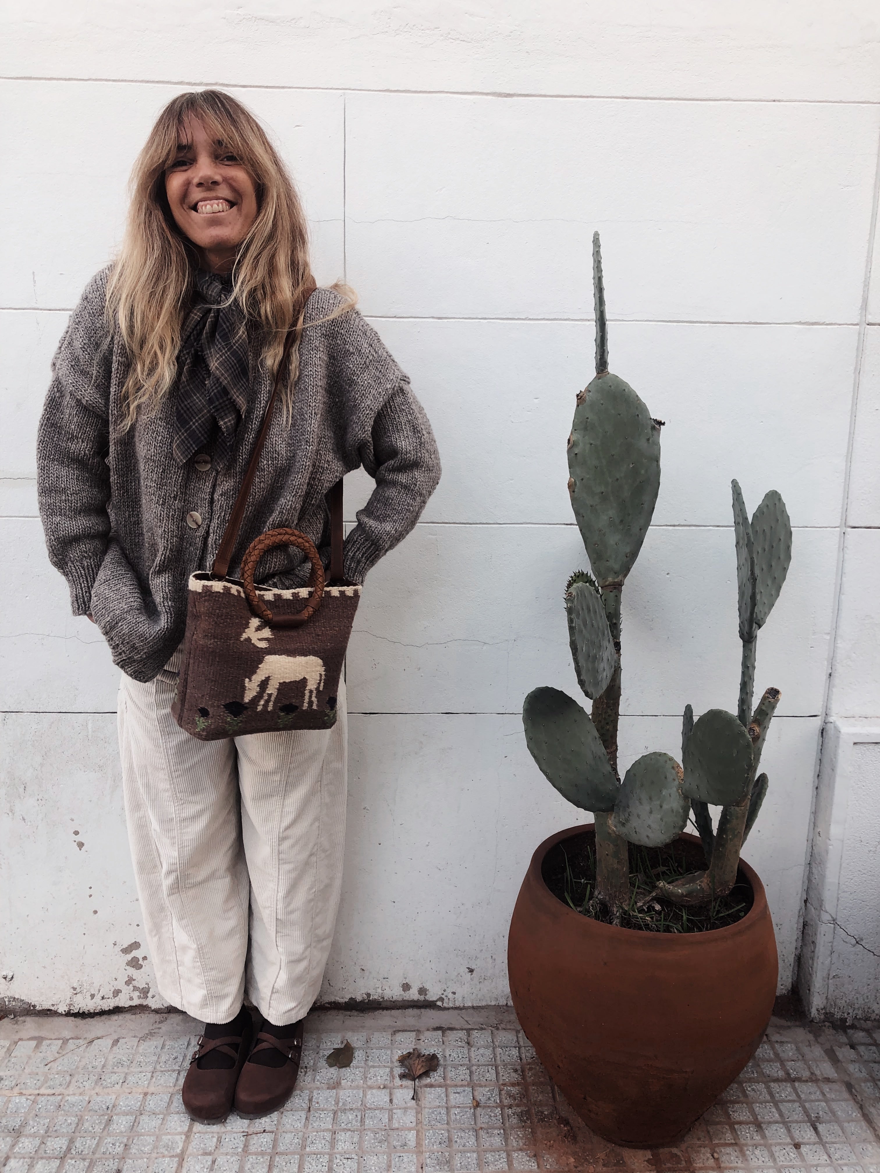 Alondra Little bag (Camel y crudo)
