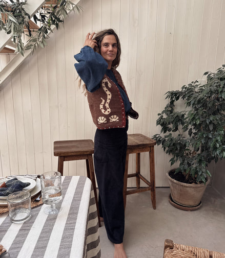 Navy blue cotele pants