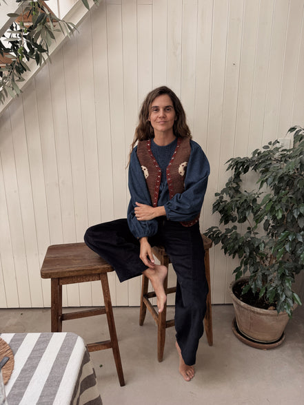 Navy blue cotele pants