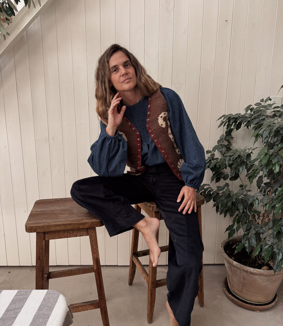 Navy blue cotele pants
