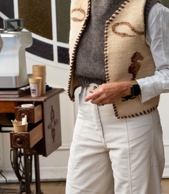 Folk Shell Vest with Leather